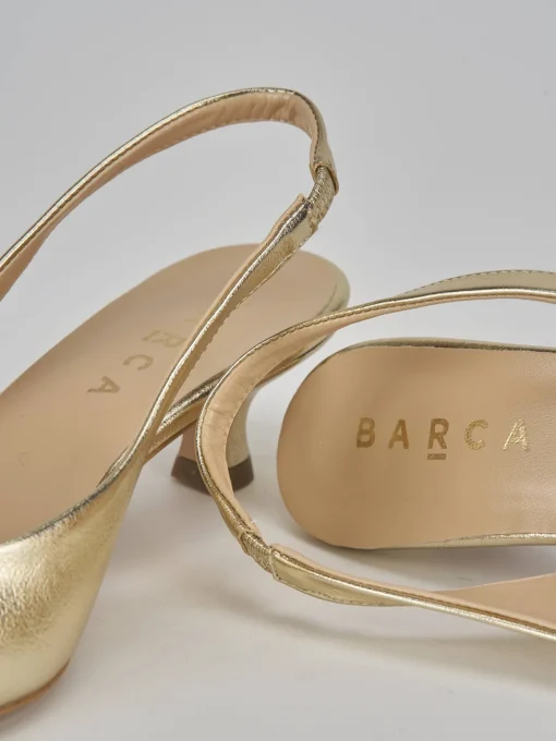 Décolleté e slingback tacco 4cm pelle oro