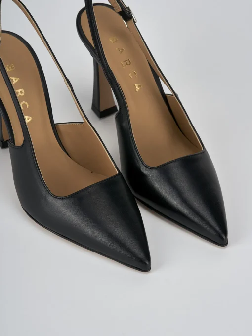 Décolleté e slingback tacco 9cm pelle nero