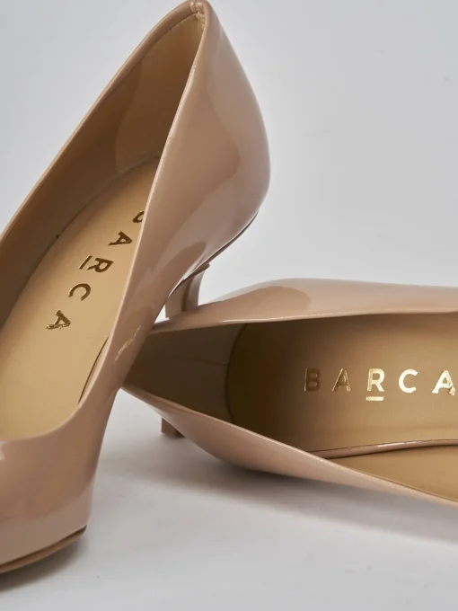 Décolleté e slingback tacco 7cm vernice beige