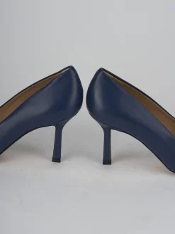 Décolleté e slingback tacco 7cm pelle blu