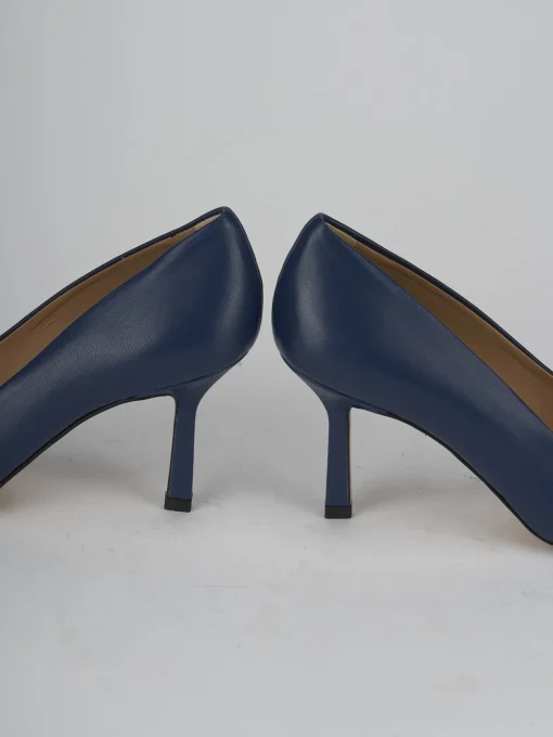 Décolleté e slingback tacco 7cm pelle blu