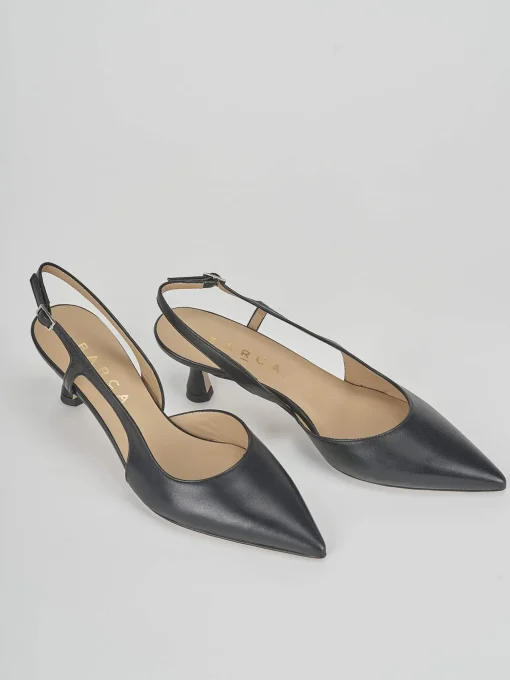 Décolleté e slingback tacco 6cm pelle nero