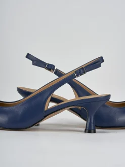 Décolleté e slingback tacco 5cm pelle blu