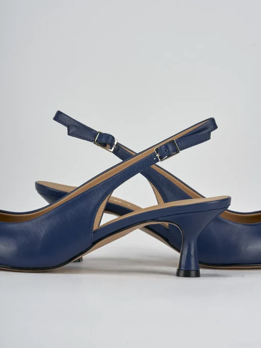 Décolleté e slingback tacco 5cm pelle blu