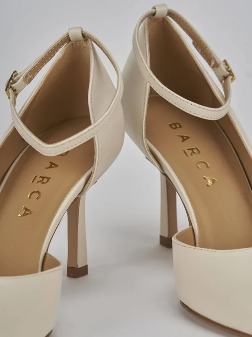 Décolleté e slingback tacco 7cm pelle bianco
