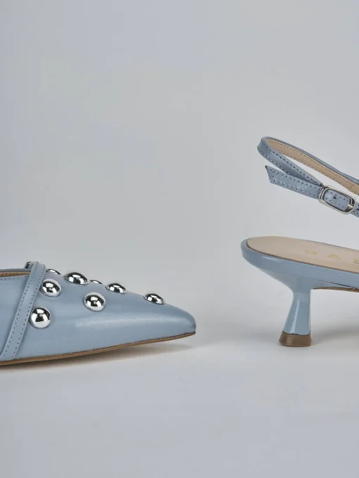 Décolleté e slingback tacco 5cm vernice azzurro