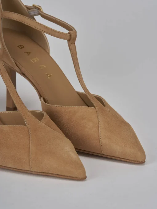 Décolleté e slingback tacco 7cm camoscio marrone