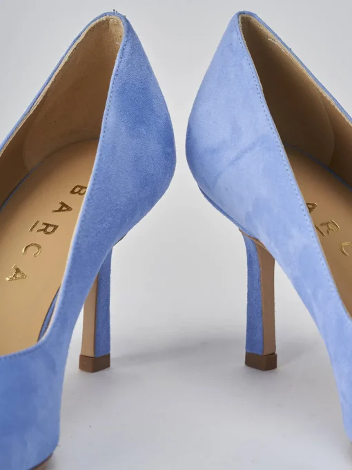 Décolleté e slingback tacco 7cm camoscio jeans