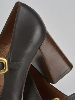 Décolleté e slingback tacco 7cm pelle testa