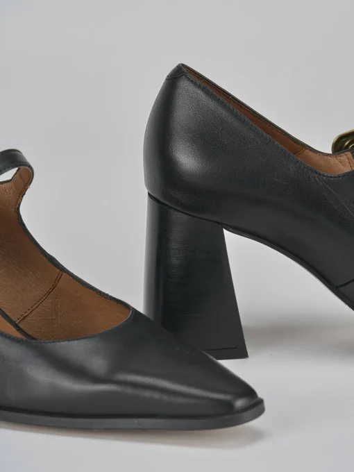 Décolleté e slingback tacco 7cm pelle nero