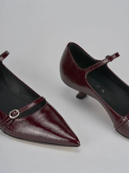 Décolleté e slingback tacco 4cm vernice bordo'