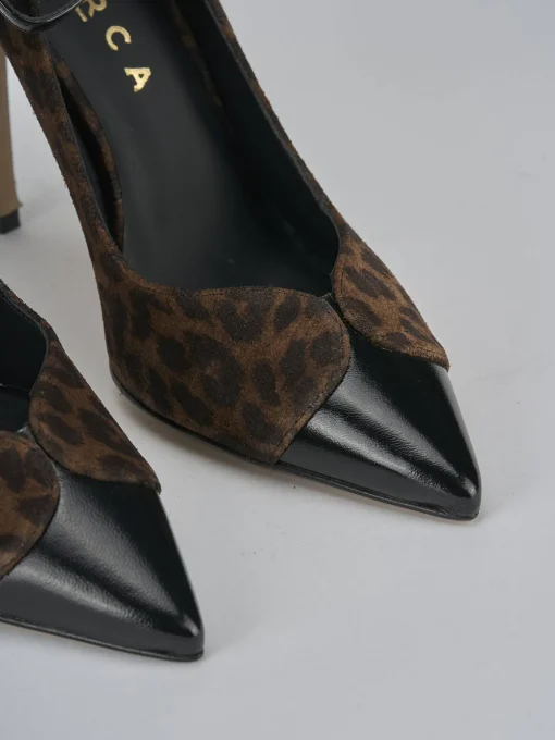 Décolleté e slingback tacco 11cm pelle nero