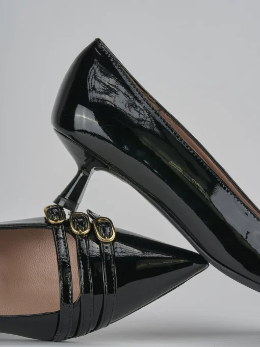 Décolleté e slingback tacco 5cm vernice nero