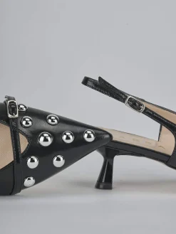 Décolleté e slingback tacco 5cm vernice nero