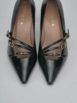 Décolleté e slingback tacco 6cm pelle nero