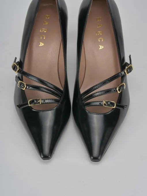Décolleté e slingback tacco 6cm pelle nero