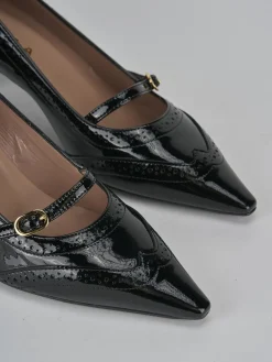 Décolleté e slingback tacco 6cm vernice nero