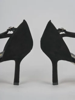 Décolleté e slingback tacco 8cm camoscio nero