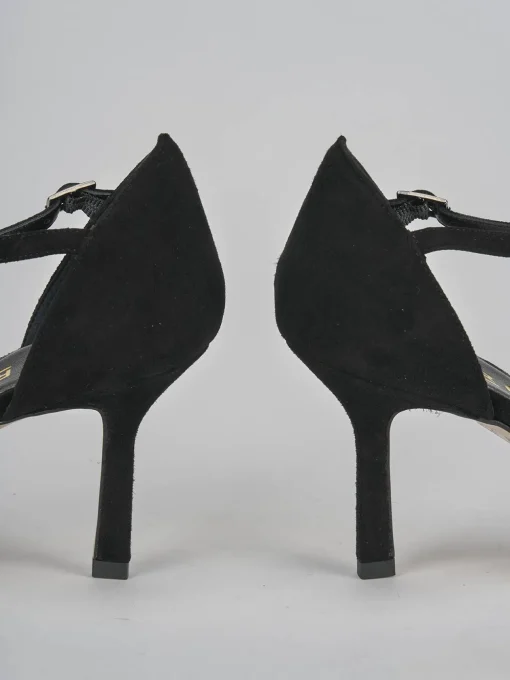 Décolleté e slingback tacco 8cm camoscio nero