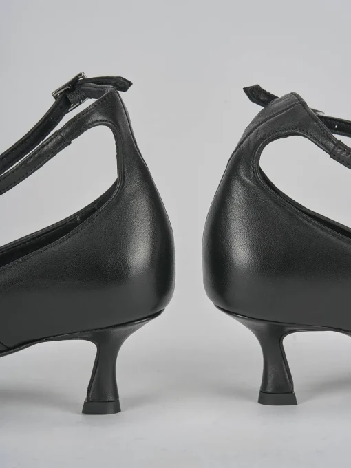 Décolleté e slingback tacco 3cm pelle nero