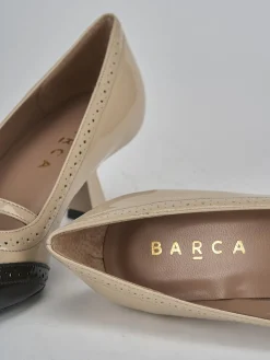 Décolleté e slingback tacco 6cm vernice beige