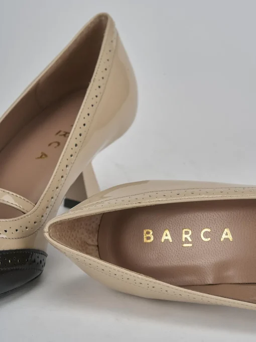 Décolleté e slingback tacco 6cm vernice beige