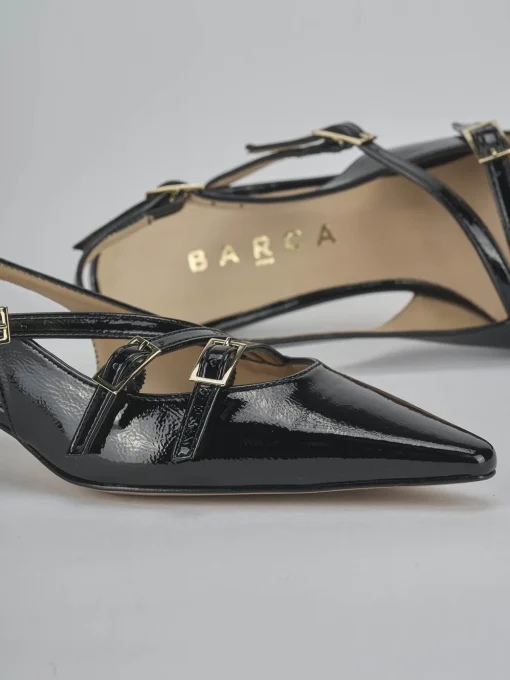 Décolleté e slingback tacco 4cm vernice nero