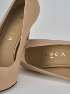 Décolleté e slingback tacco 10cm pelle marrone