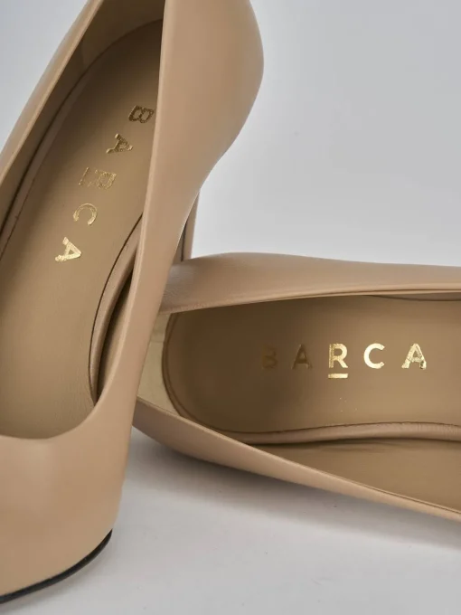 Décolleté e slingback tacco 10cm pelle marrone