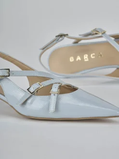Décolleté e slingback tacco 4cm vernice azzurro