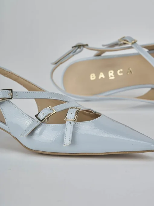 Décolleté e slingback tacco 4cm vernice azzurro