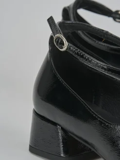 Décolleté e slingback tacco 4cm vernice nero