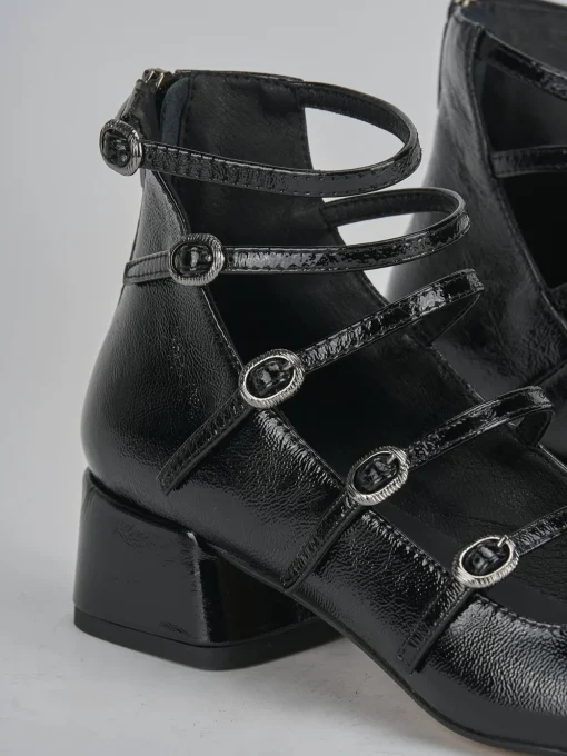 Décolleté e slingback tacco 4cm vernice nero