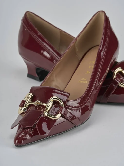 Décolleté e slingback tacco 3cm vernice bordo'