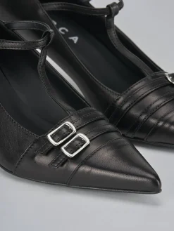 Décolleté e slingback tacco 5cm pelle nero