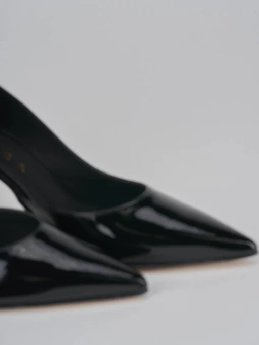 Décolleté e slingback tacco 7cm vernice nero