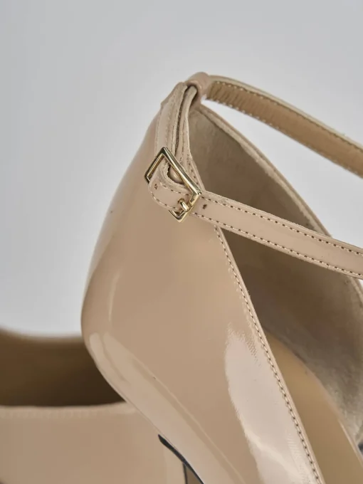 Décolleté e slingback tacco 7cm vernice beige