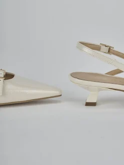 Décolleté e slingback tacco 4cm vernice bianco
