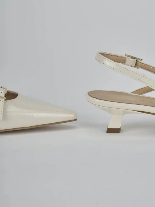 Décolleté e slingback tacco 4cm vernice bianco