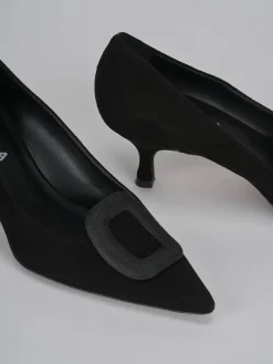 Décolleté e slingback tacco 5cm camoscio nero
