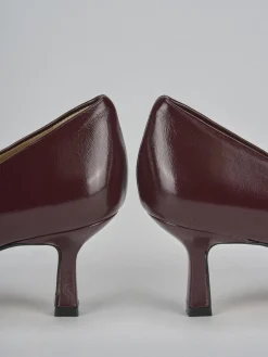 Décolleté e slingback tacco 3cm vernice bordo'