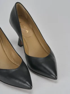Décolleté e slingback tacco 7cm pelle nero
