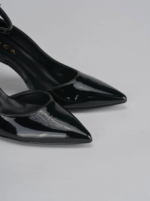 Décolleté e slingback tacco 7cm vernice nero