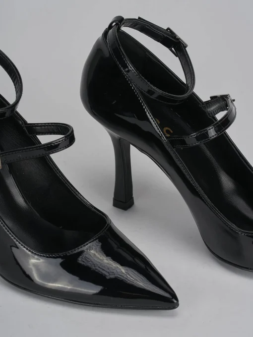 Décolleté e slingback tacco 9cm vernice nero