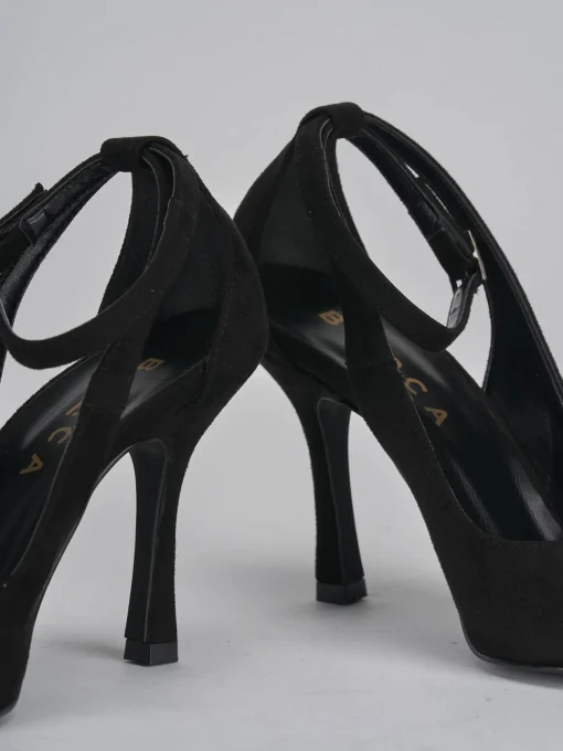 Décolleté e slingback tacco 9cm camoscio nero