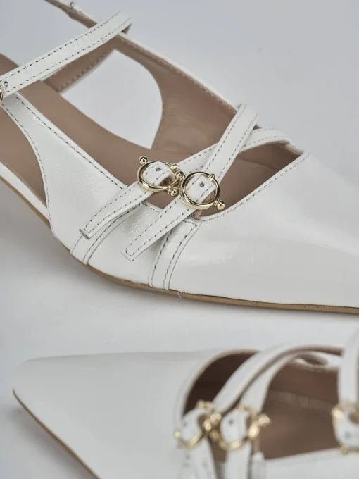 Décolleté e slingback tacco 3cm vernice bianco