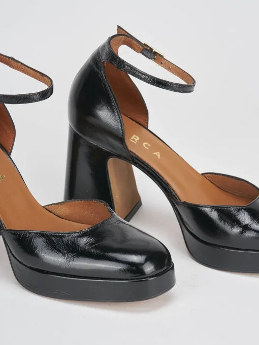 Décolleté e slingback tacco 9cm vernice nero