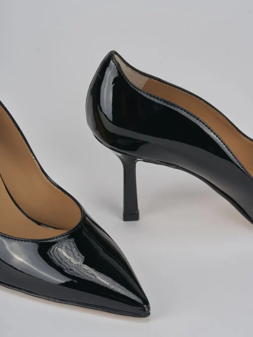 Décolleté e slingback tacco 8cm vernice nero