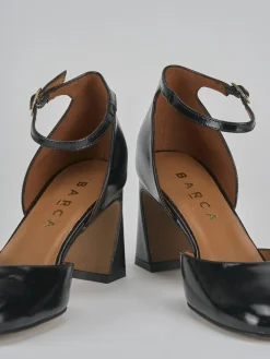Décolleté e slingback tacco 7cm pelle nero