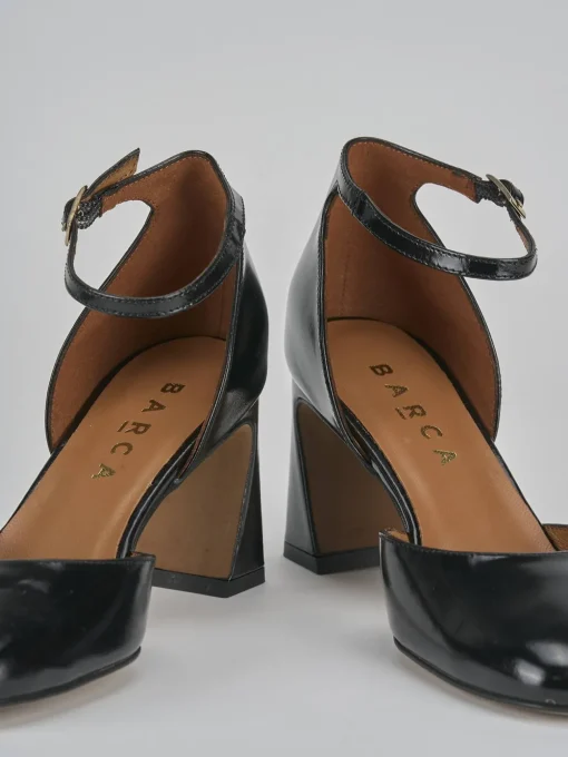 Décolleté e slingback tacco 7cm pelle nero